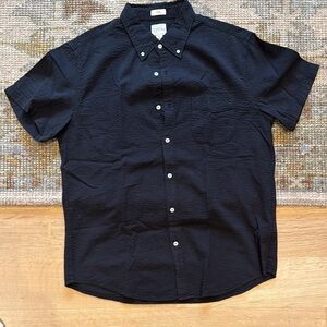 J. Crew Summer Weight Black Seersucker Short Sleeve Shirt